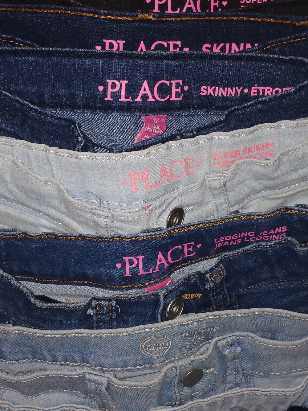 6 PairThe Childrens Place 2 Wonder nation Girls Denim Jeans Dark Blue Light Blue
